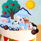 Jevenis Blue Farm Animal Cake Decoration Sheep Cake Topper Farm Animal Birthday Decoration Cow Cake Decoration Pig Cake Topper F