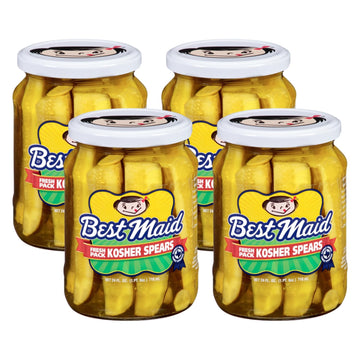 Best Maid Products Glass Jars - Dill, Kosher, Garlic Bites, Habanero Chips & Hot Pickles - 4 Pack