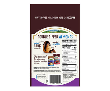 Liberty Orchards Double Dipped - Dark Chocolate Almonds, Gluten Free, Premium Nuts & Rich Chocolates Delightful Treat