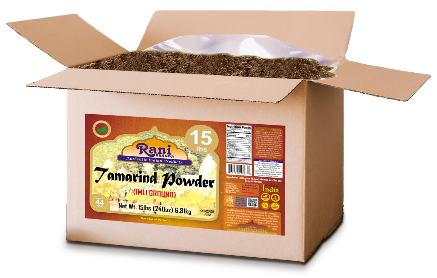 Rani Tamarind Powder (Imli) 240oz (15lbs) 6.80kg Bulk Box ~ All Natural| No Added Sugar/Salt | Vegan | Gluten Friendly | Kosher 
