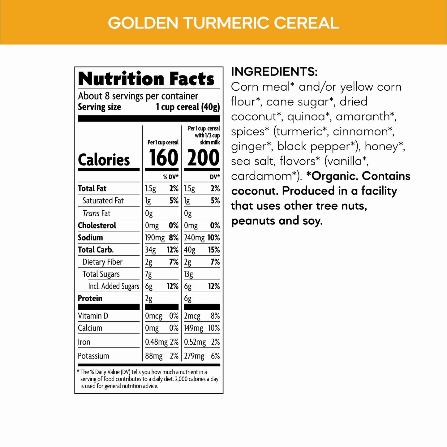 Natures Path Organic Gluten Free Golden Turmeric Cereal, 10.6 Ounce (Pack Of 6), Rated Best Cereal On Taste And Nutrition