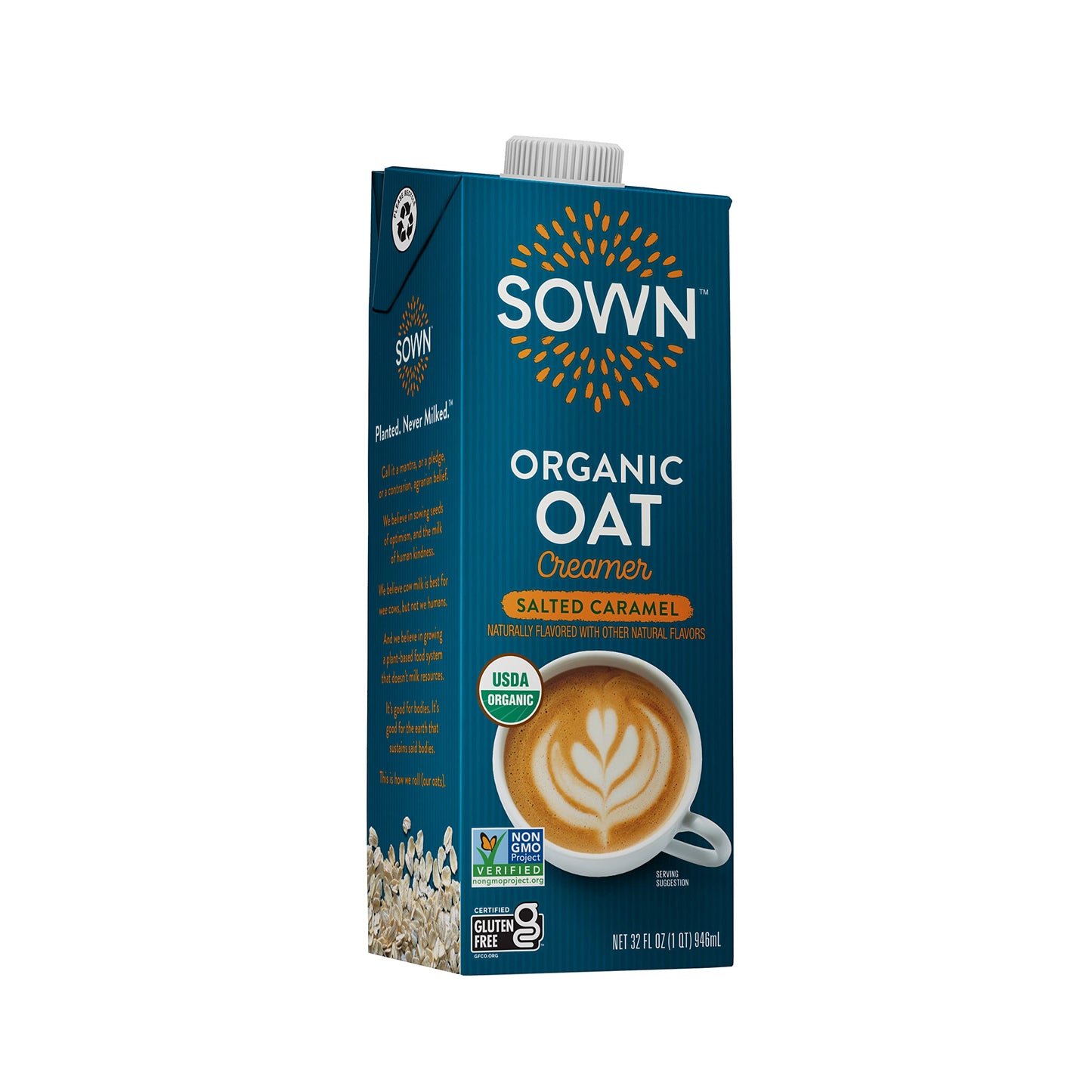 SOWN Organic Oat Creamer Salted Caramel - Barista Oat Milk Non Dairy Coffee Creamer - Plant Based, Dairy-Free, Vegan, Gluten-Fre