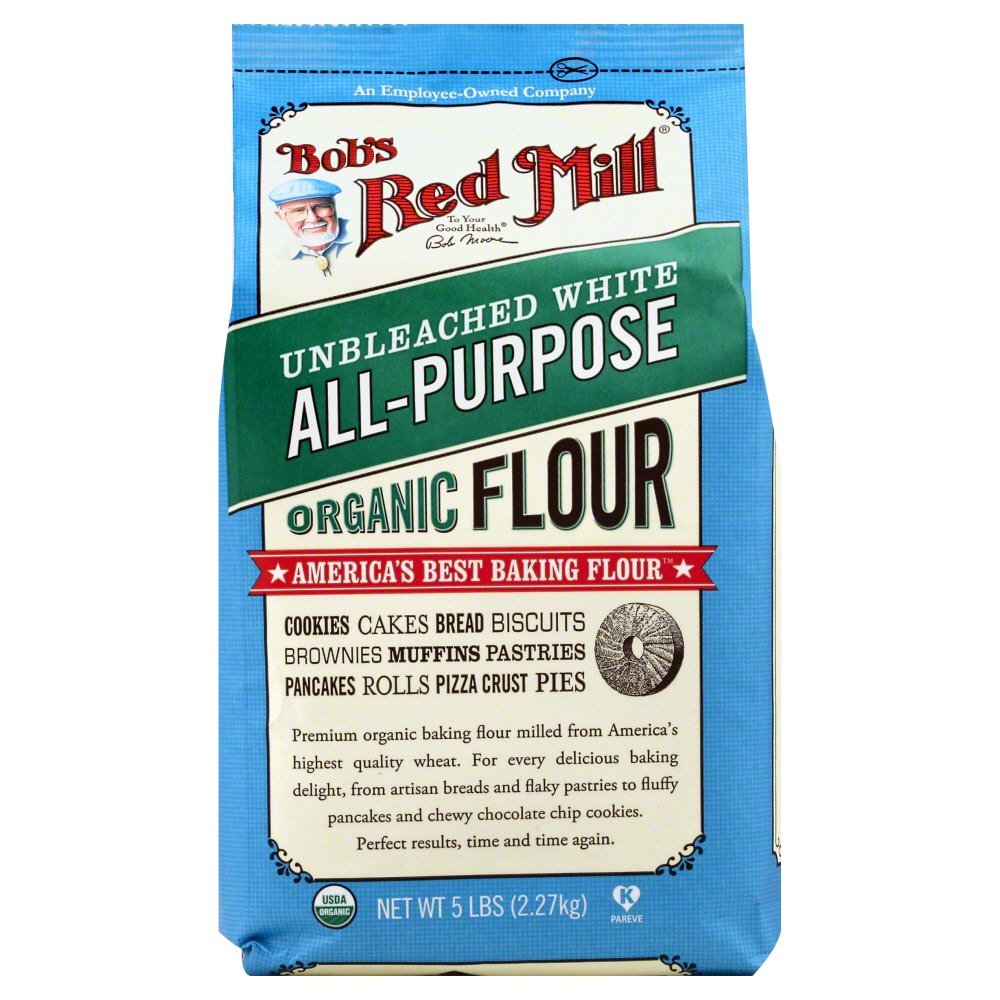 Bobs Red Mill Flour White Unbleached Organic, 5-Pound (Pack of 4)