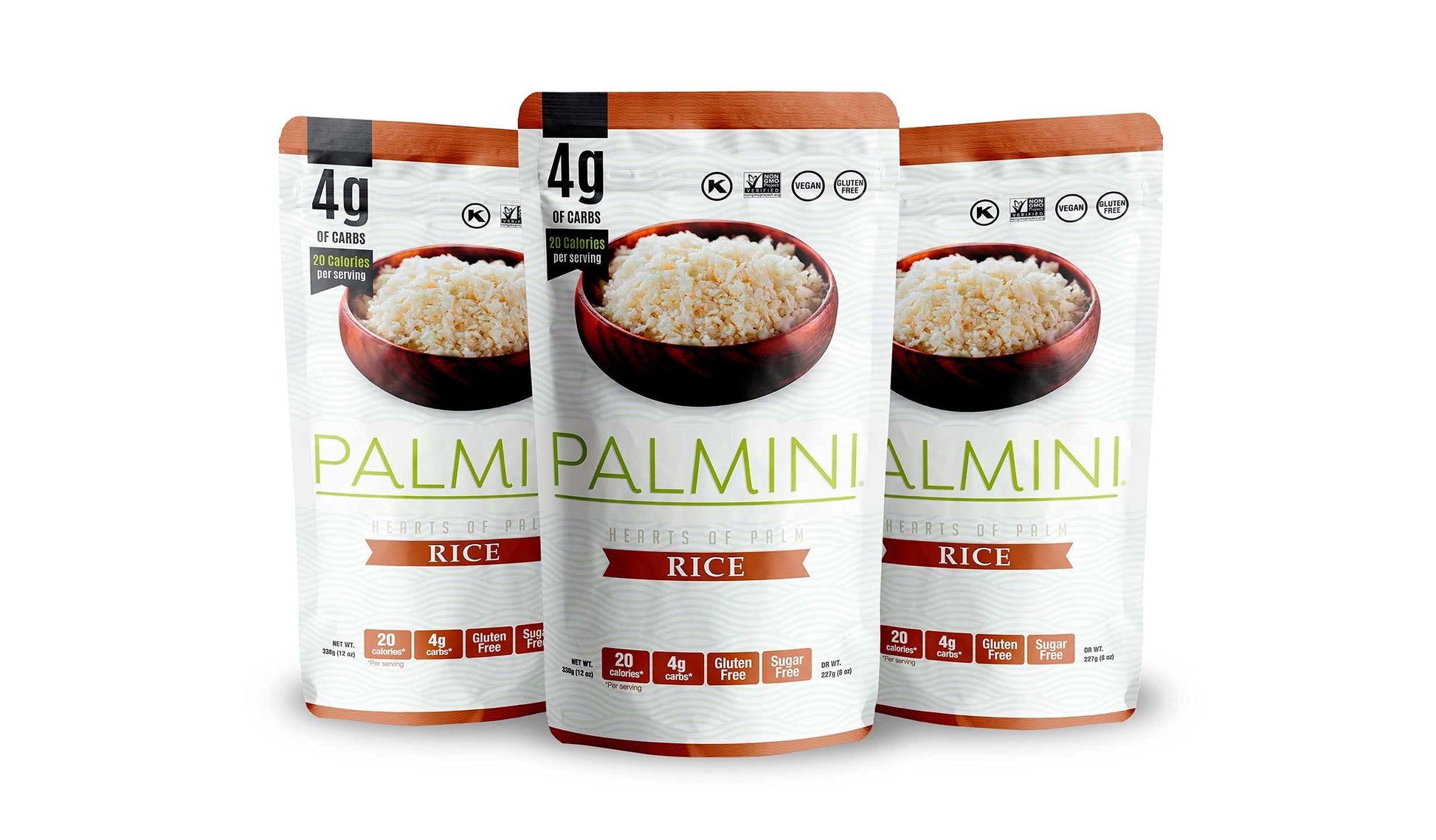 Palmini Rice | Low-Carb & Gluten Free Hearts of Palm Rice | 12 Ounce Pouches - Pack of 3