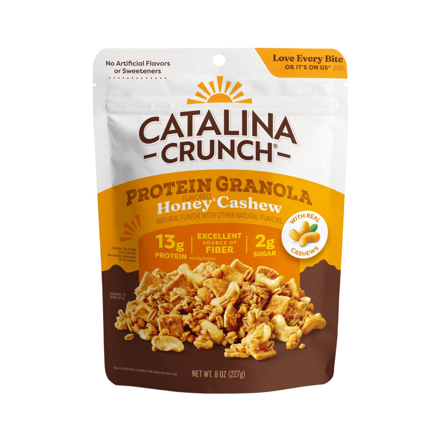 Catalina Crunch Protein Granola - Low Sugar Breakfast Cereal with 13g of Protein - Gluten Free  Keto Friendly - Honey Cashew - 8 oz. Bag (Pack of 1)