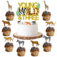 Sursurprise Cake Topper Set, Jungle Animals, Happy 3rd Birthday Decor, 25 Pack, Paper, Model DPA-0830, Color 3rd