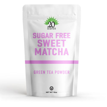 Japanese Sugar Free Sweet Matcha Powder - Sweetened Green Tea Powder - Barista Cafe Style Blend for Latte - 1lb Pouch - 16oz - 1