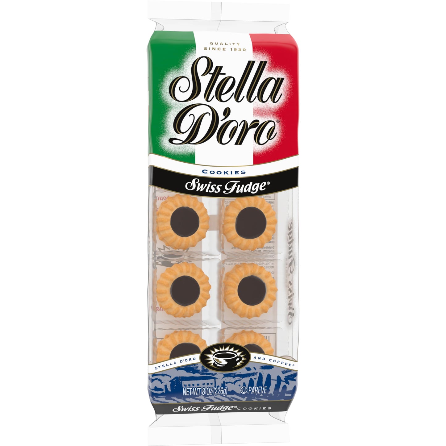 Stella Doro Cookies, Swiss Fudge, 8 Oz (Pack of 4)