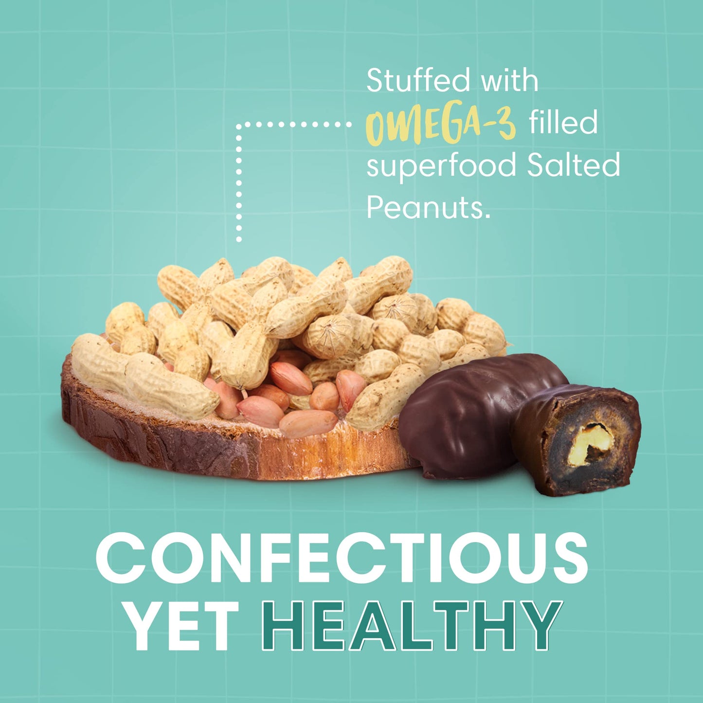 Dorrel - Belgian Dark Chocolate Covered Dates (Medjool) With Salted Peanuts Stuffing, High Energy Vegan Choco Snack, Delicious,