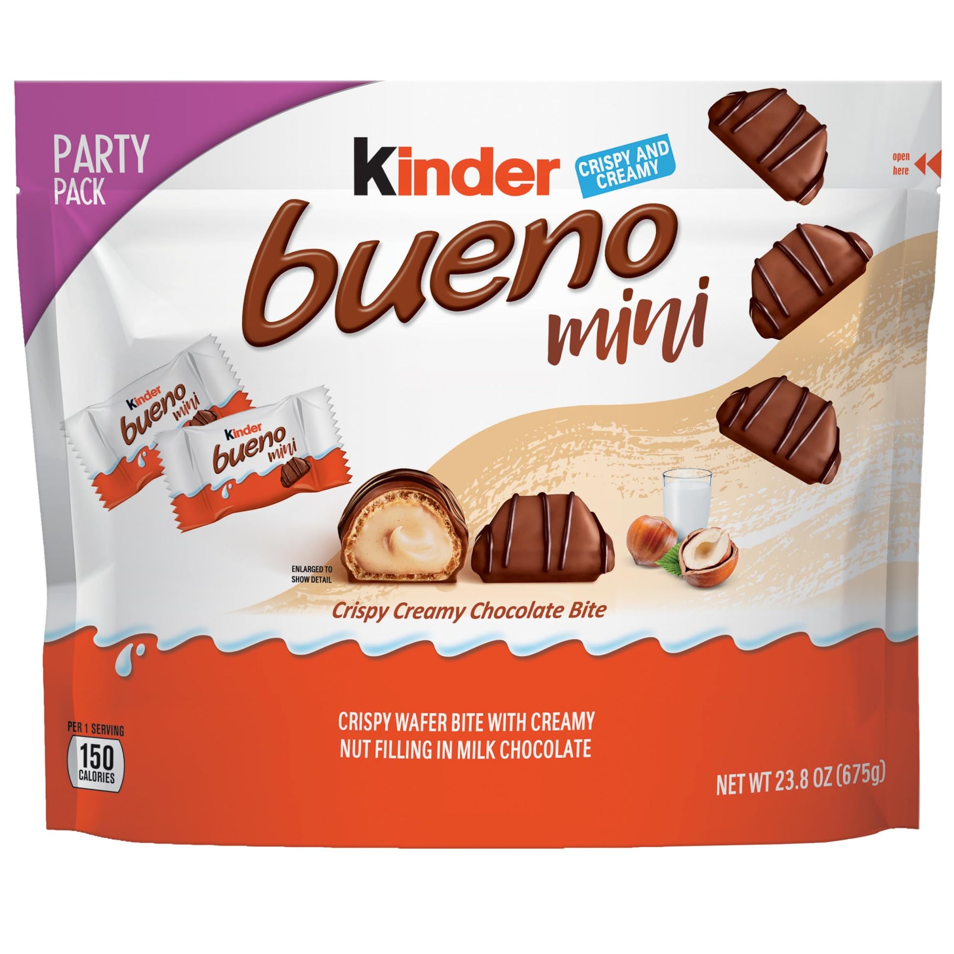 Kinder Bueno Mini Chocolate Bars, 125 Count Party Pack, Milk Chocolate & Hazelnut Cream, Individually Wrapped, 23.8 oz