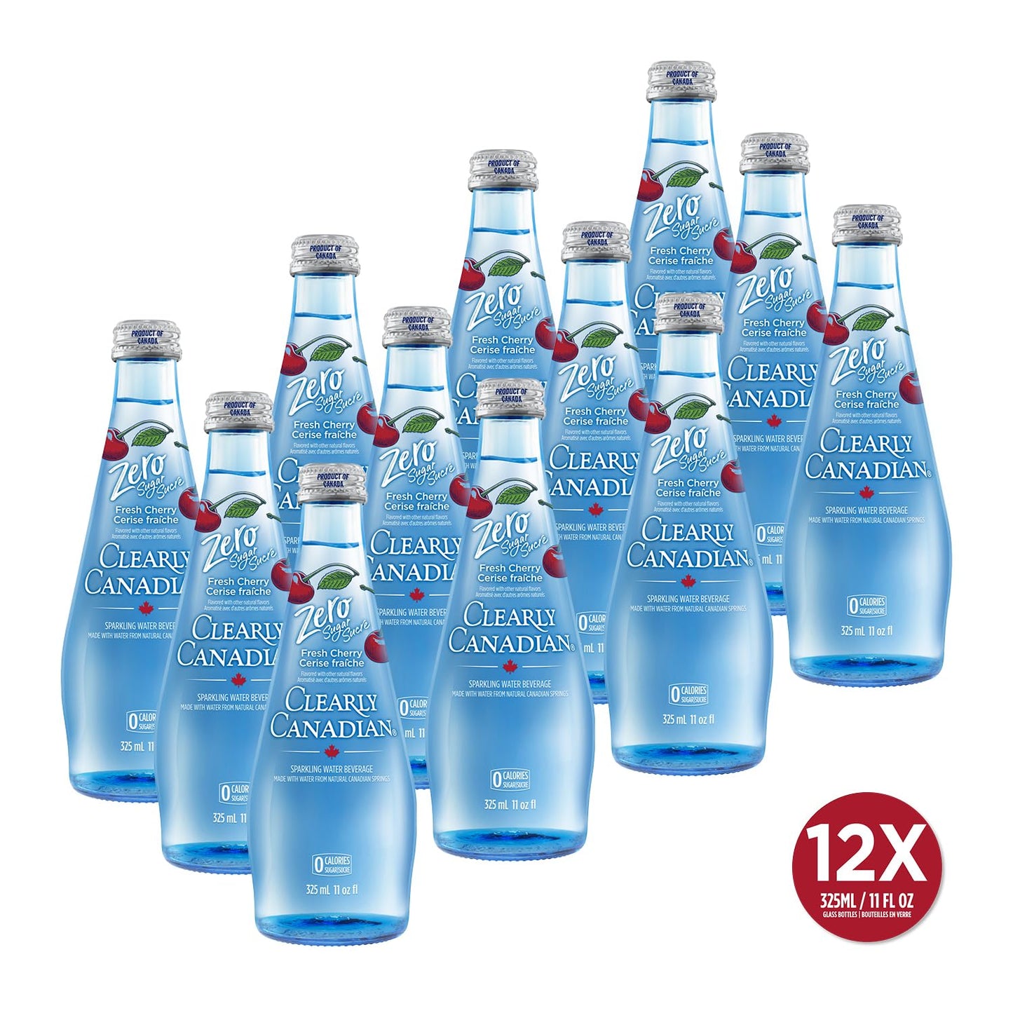 Clearly Canadian Sparkling Water Beverage, Zero Sugar & Zero Calories, 12 Bottles x 11 Fl Oz (325mL)