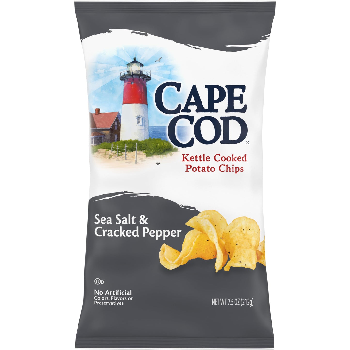Cape Cod Potato Chips Sea Salt & Cracked Pepper Kettle Chips, 7.5 Oz
