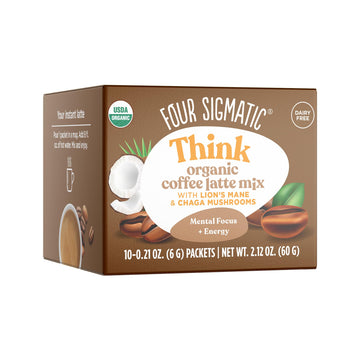 Mushroom Coffee Latte By Four Sigmatic | Daily Dose Alternative | Organic Instant Coffee Latte Mix With Lion'S Mane, Chaga Mushr