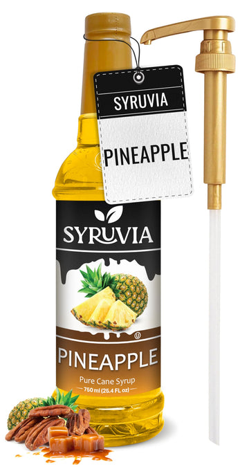 Syruvia Pineapple Syrup - Pineapple Syrup Flavor, 25.4 fl oz - Perfect for Cocktails, ice Tea, Desserts, Italian Sodas, Ice and 