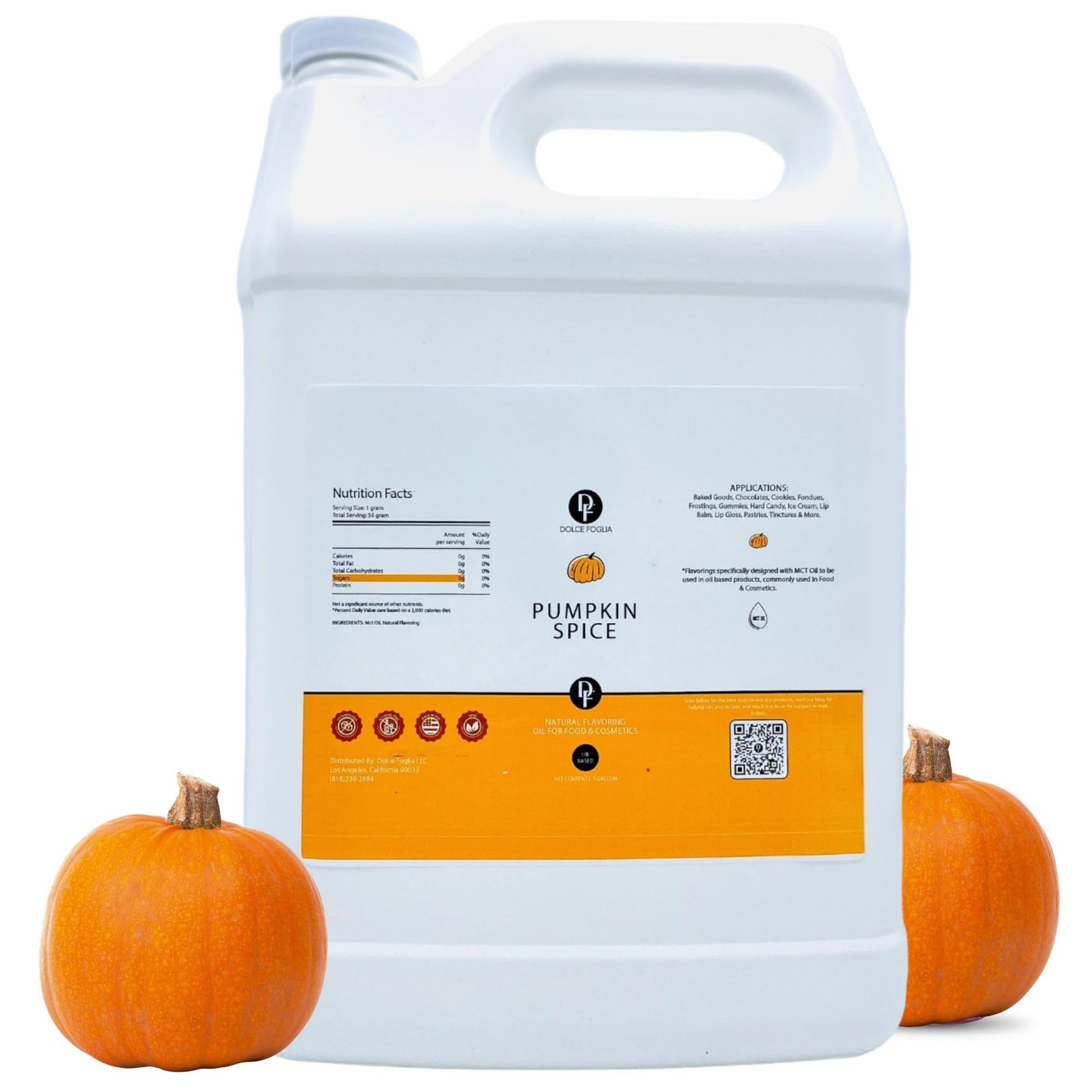 Dolce Flav Pumpkin Spice Extract - Oil-Soluble, Sugar-Free Flavoring for Baking & Desserts - 1 Gallon
