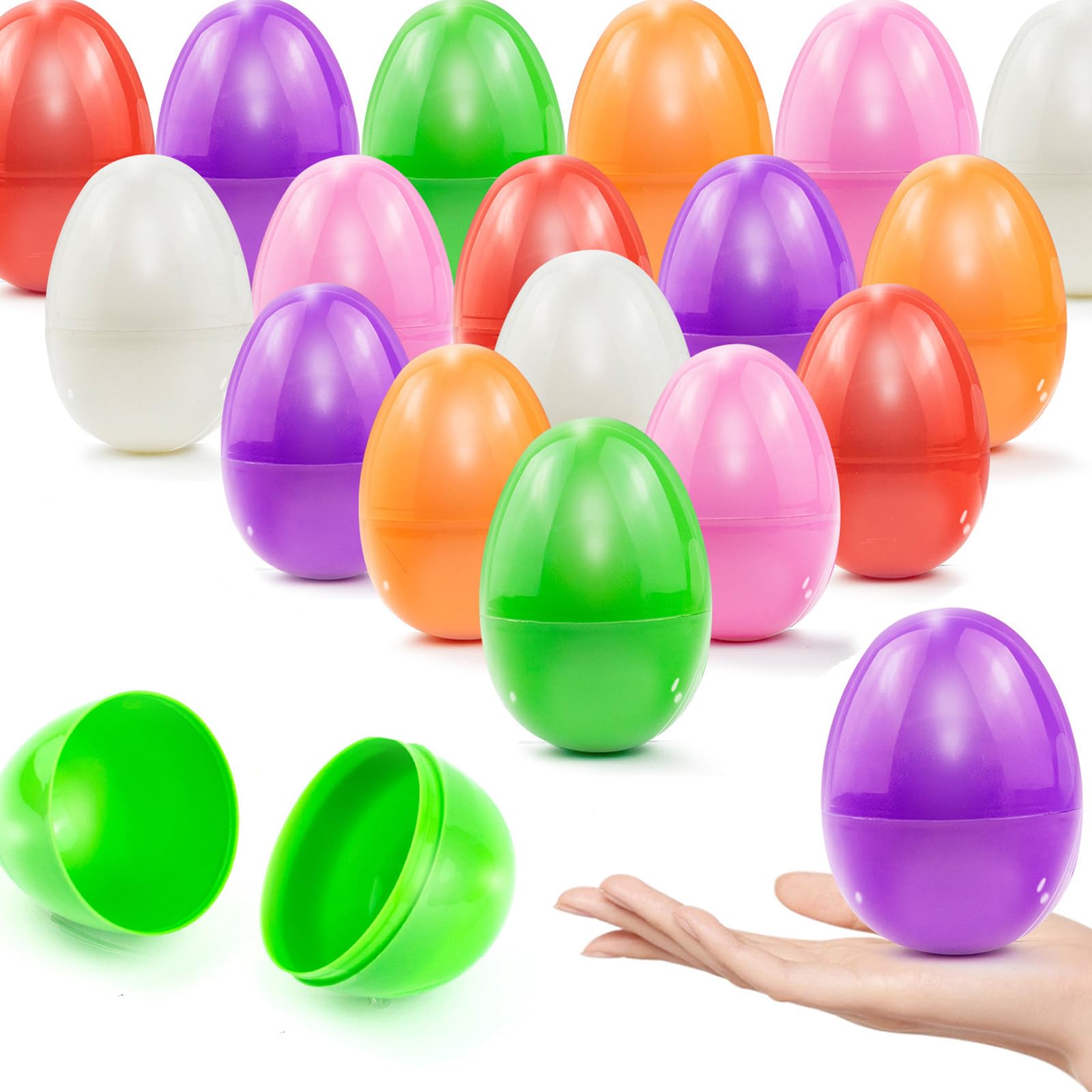 Veagins 36Pcs 3.15    Unfilled Easter Eggs, Bulk Colorful Bright Empty Plastic Eggs For Easter Hunt, Surprise Egg, Filling Treat