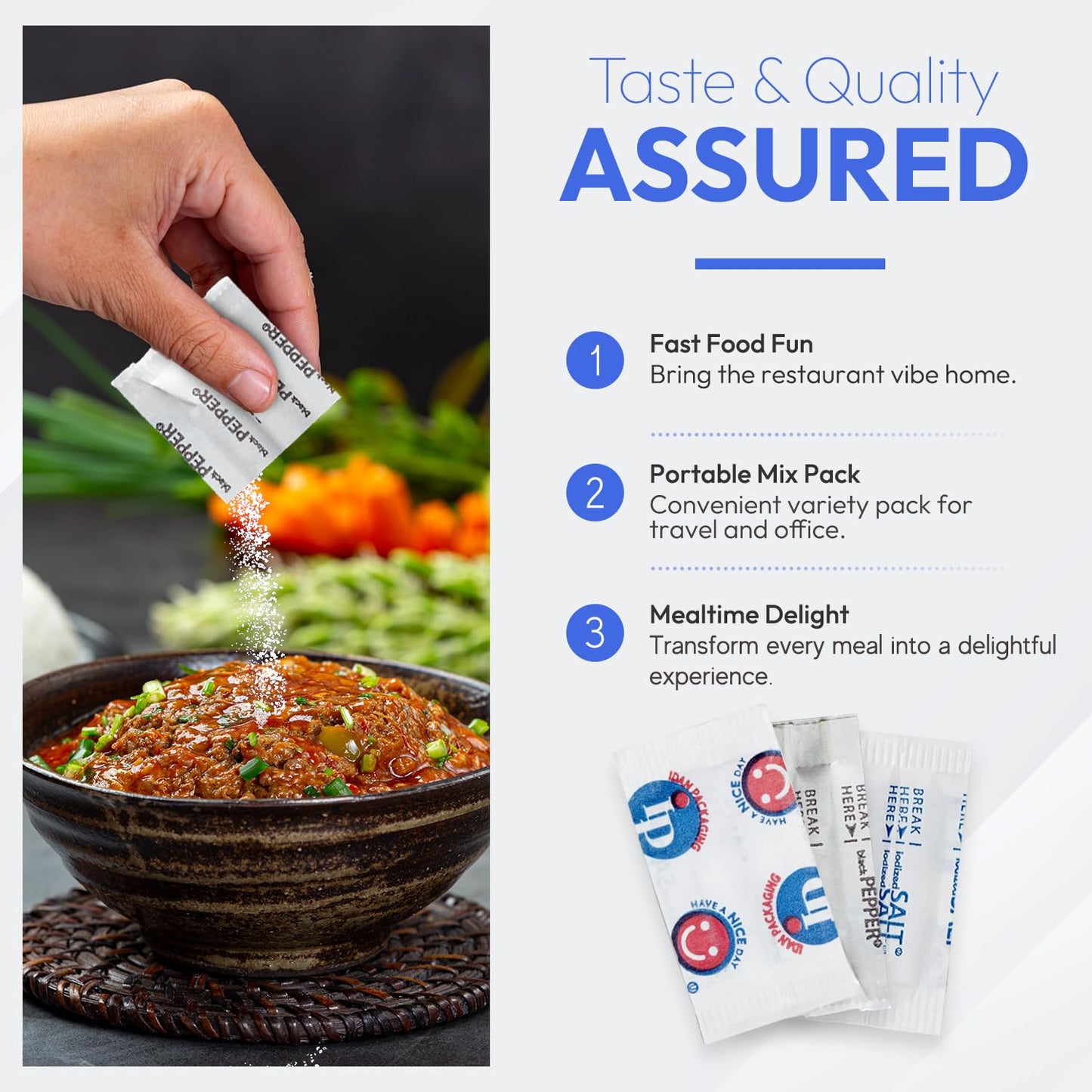 TS Home Goods Salt and Pepper Packets. Good For Travel,For Everyday,1000 Pack,(500 Each)