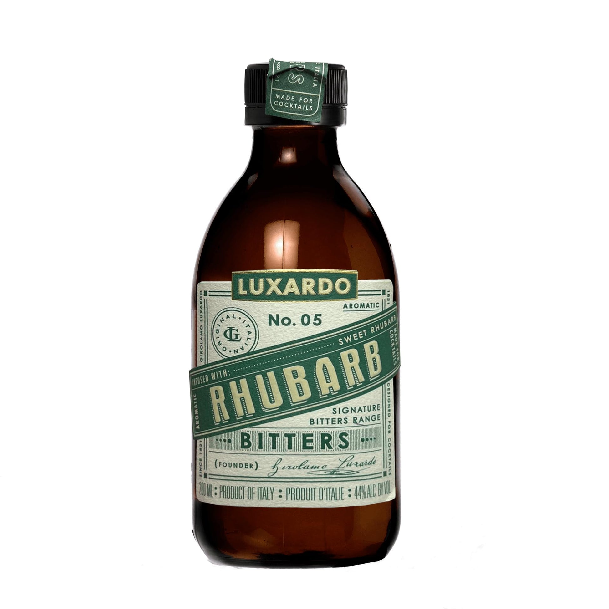 Luxardo Aromatic Infused Cocktail Bitters | Product of Italy | Versatile and Essential Ingredients for Drinks, 200 ml (Rhubarb)
