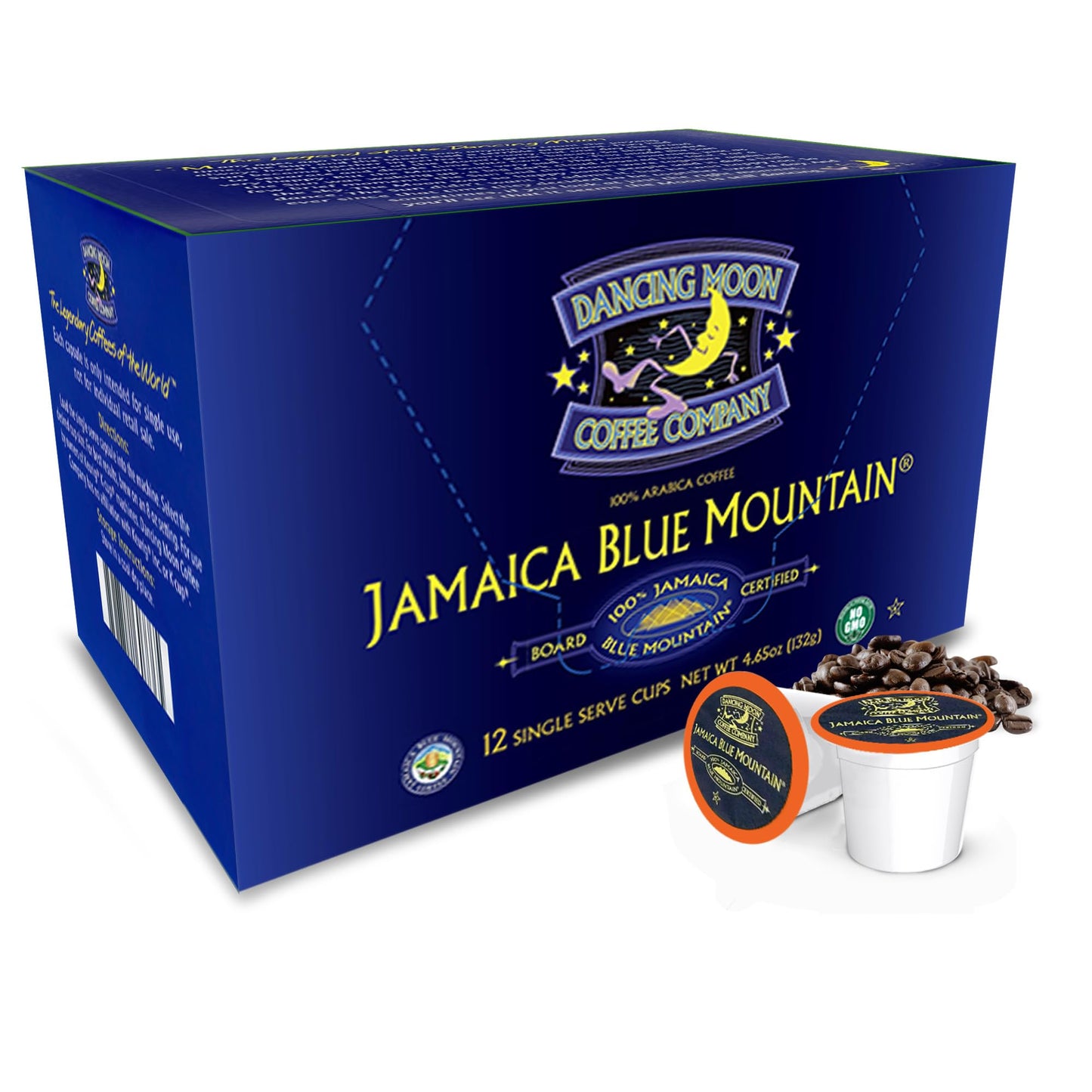 Dancing Moon Coffee 100% Pure Jamaica Blue Mountain Coffee Pods for Keurig, Medium Roast, 12 Count