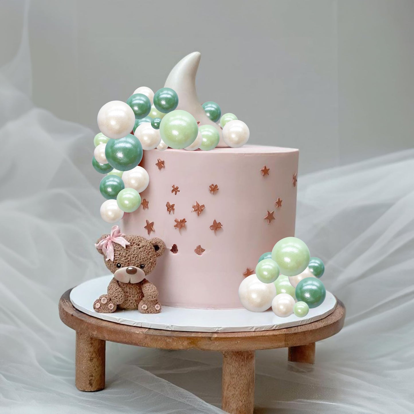 Ephlyn 30Pcs Ball Cake Picks Colorful Ball Shaped Cake Topper Pearl Balls Cupcake Cake Insert Topper For Birthday Party Wedding
