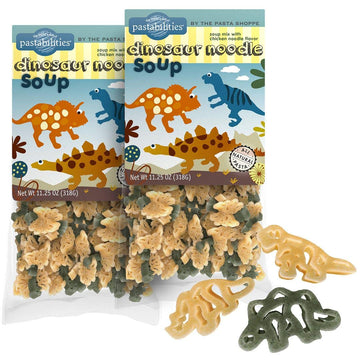 Pastabilities Fun Shaped Pasta For Kids - Dinosaur Noodle Soup - Fun Dino With Soup Mix Animal Theme, Non-Gmo Natural Wheat Pasta, All-Natural, Kosher Certified, Made In The Usa, (2 Pack,11.25 Oz)