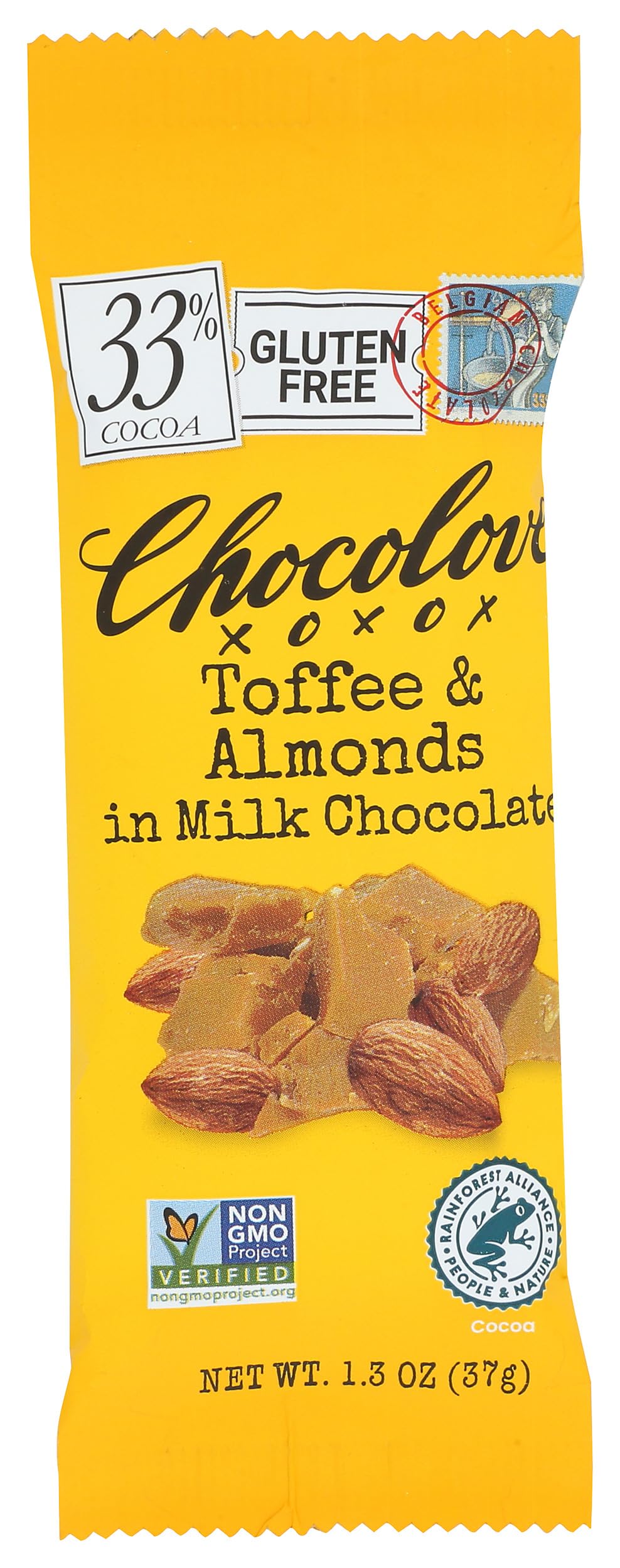 Chocolove Chocolate Bar Mini Milk Toffee and Almond, 1.3 Ounce