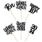 30Pcs Black 10Th Birthday Cupcake Toppers Glitter Ten Happy 10Th Straight Outta 2014 Cupcake Picks For Cheers To 10 Years 10Th B