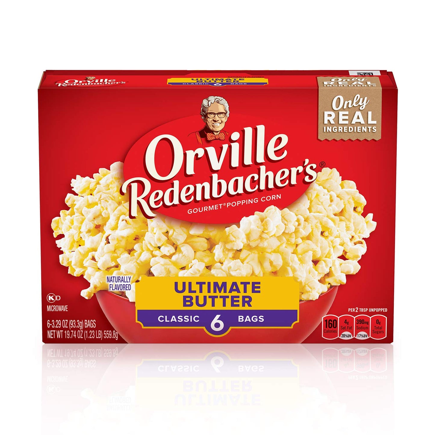 Orville Redenbachers Microwave Popcorn, Ultimate Butter Flavor, 3g Fiber Per Serving, Movie Night Supplies, 3.29 oz., 6-Count (6