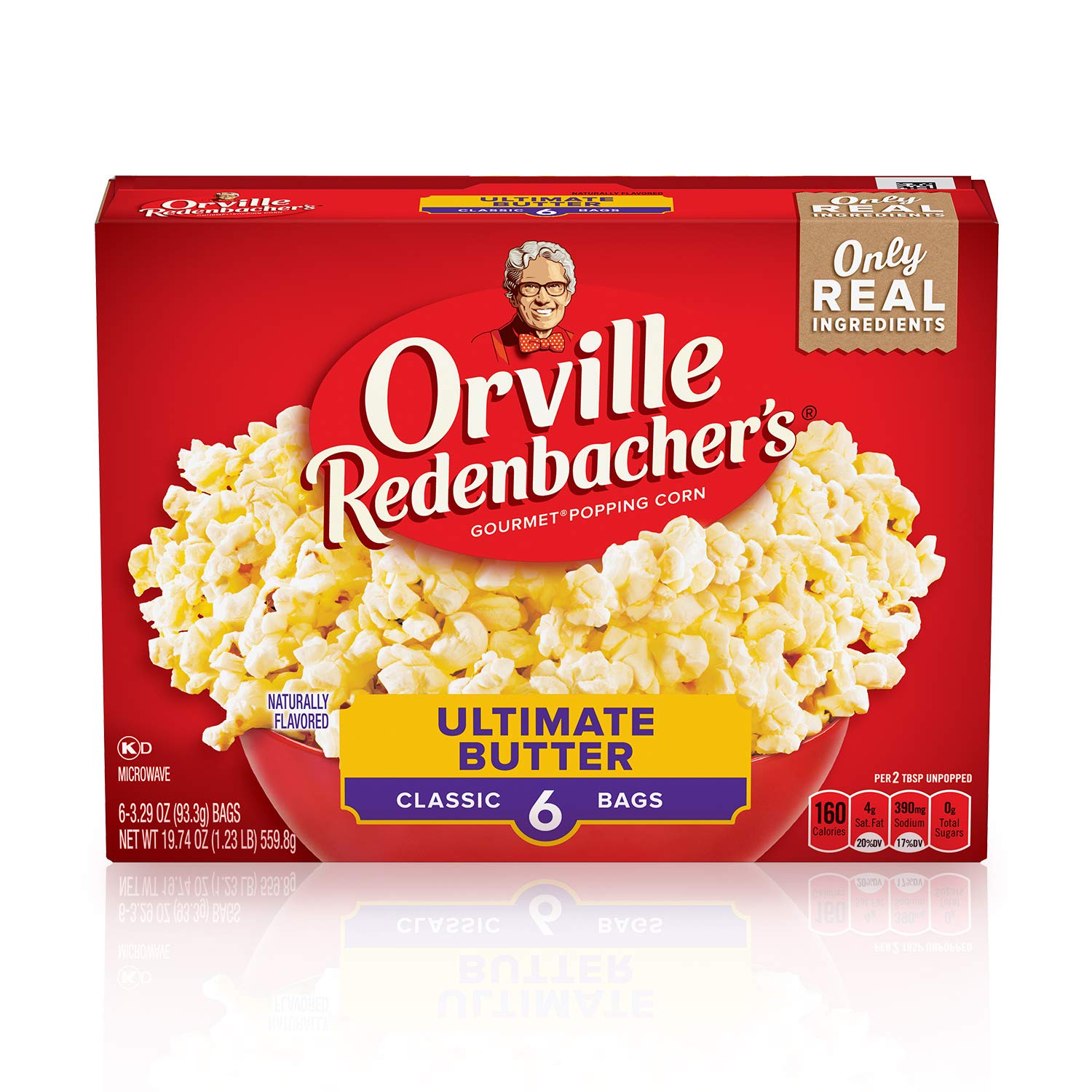 Orville Redenbachers Microwave Popcorn, Ultimate Butter Flavor, 3g Fiber Per Serving, Movie Night Supplies, 3.29 oz., 6-Count (6