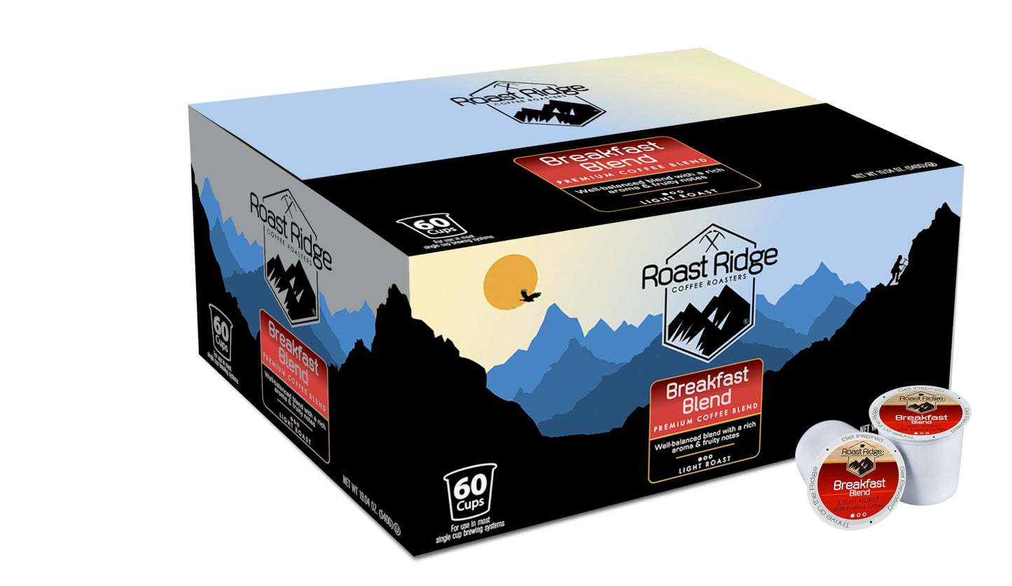 Roast Ridge Single Serve Coffee Pods for Keurig K-Cup malt-inspired  Breakfast Blend  Light Roast  60 Count