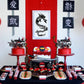 Fangleland Ninja Cake Toppers Set - 25 Pieces Happy Birthday Cupcake Toppers, 3" Red Ninja Warriors for Boys Party Supplies