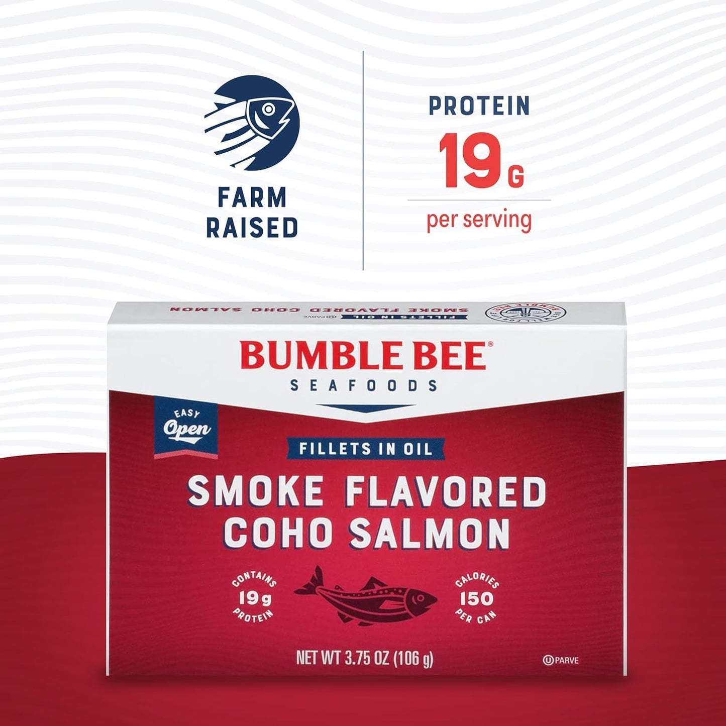 Bumble Bee Smoke Flavored Red Coho Salmon Fillets in Oil, 3.75 oz (Pack of 2) - 19g Protein - Skinless, Boneless - Great for Sna