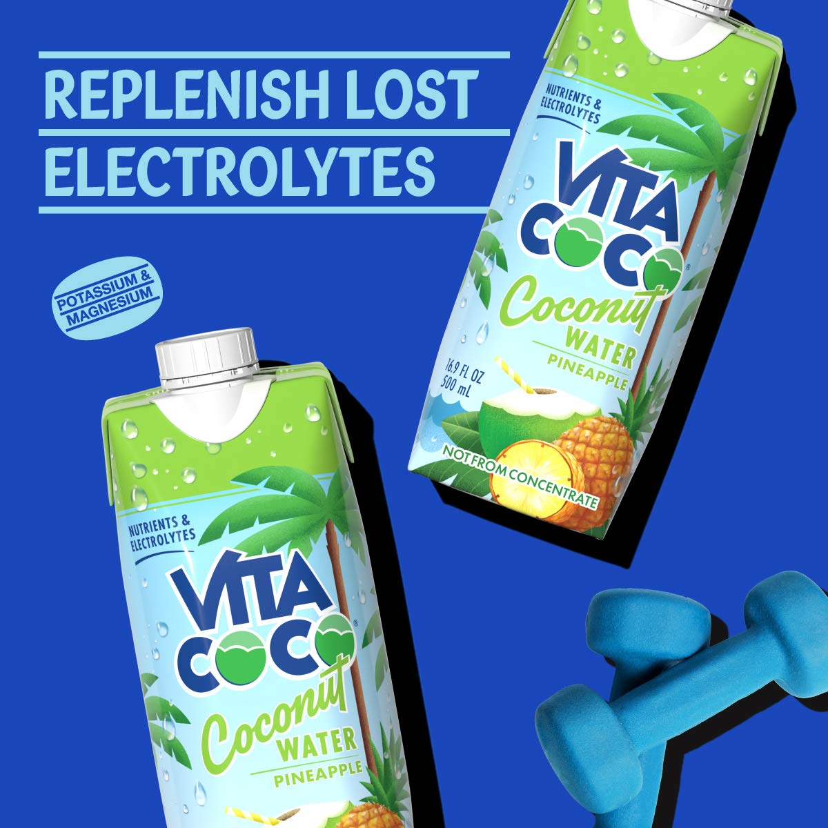 Vita Coco Coconut Water Electrolyte Drink, Pineapple, 16.9 Fl Oz (Pack of 12), Gluten Free, Model 901041