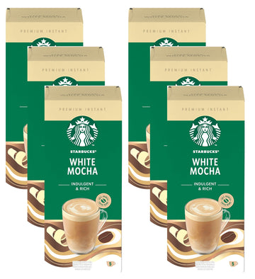 Starbucks White Mocha Premium Instant Coffee, 5 Sachets, (Pack Of 6, Total 30 Sachets)