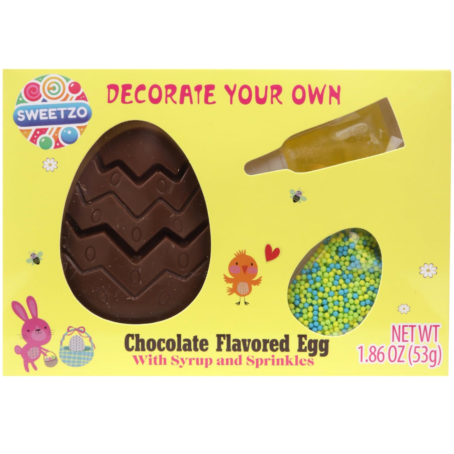 Decorate Your Own Chocolate Easter Egg Kit, Fun Diy Decorating Activity With Sprinkles & Syrup, Candy Basket Stuffers, 1.86 Oz