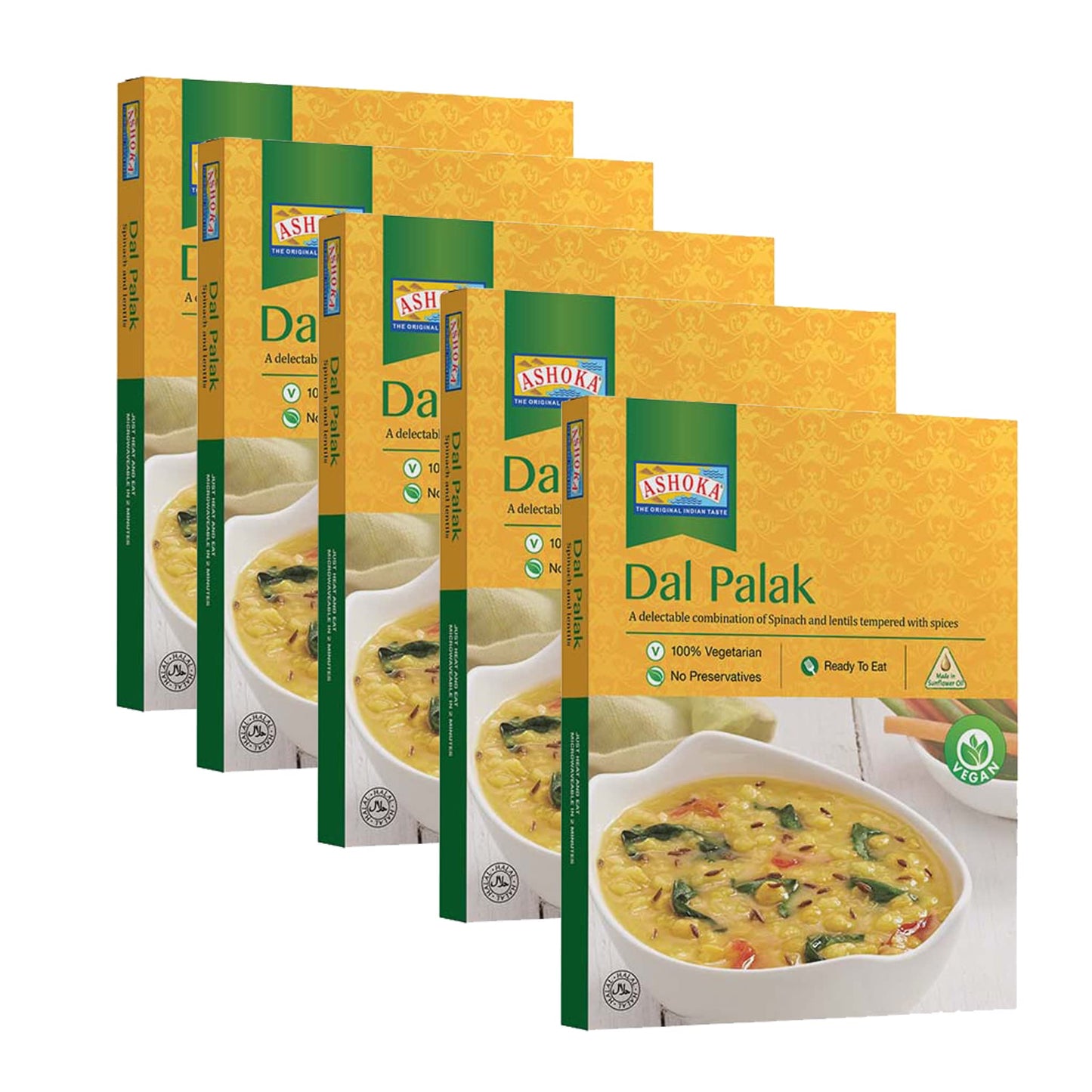 ASHOKA Vegan Spinach and Lentils, Microwave Friendly, Gluten-Free, Kosher Certified, 10 Ounce (Pack of 10)