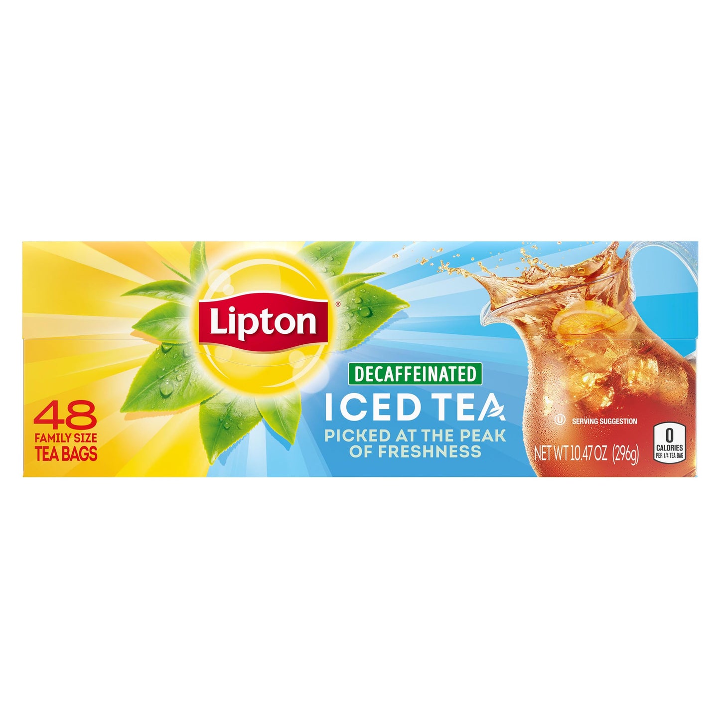 Lipton Decaf Black Iced Tea Bags, Family Size, Zero Calories, 48 Bags, Model 84151055