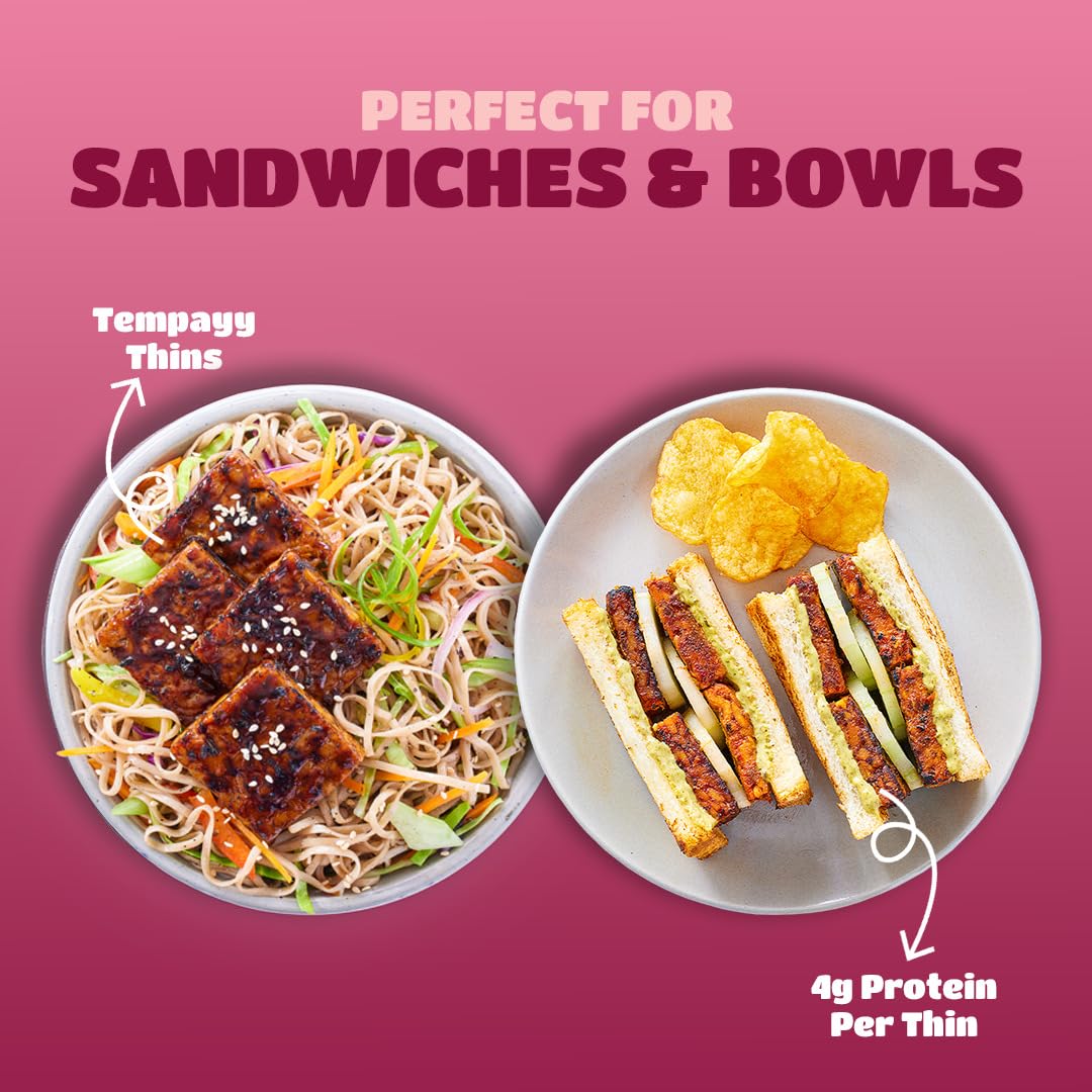 Ready To Cook Tempeh-All Thins Tempeh (Pack Of 3)- 28G Clean Protein| High Fiber | More Protein & Fiber Than Tofu & Cottage Chee