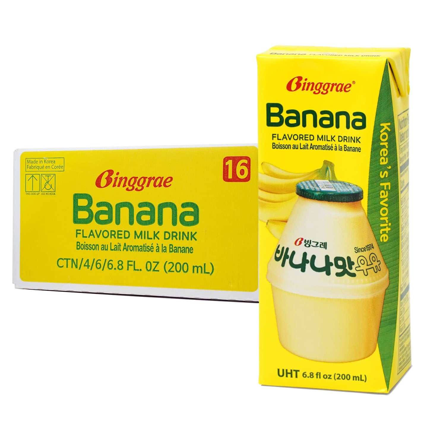 Binggrae Banana Flavored Milk [Koreas No 1 Classic & Original Banana Milk] - Sweet, Smooth & Creamy Texture (Pack of 24)
