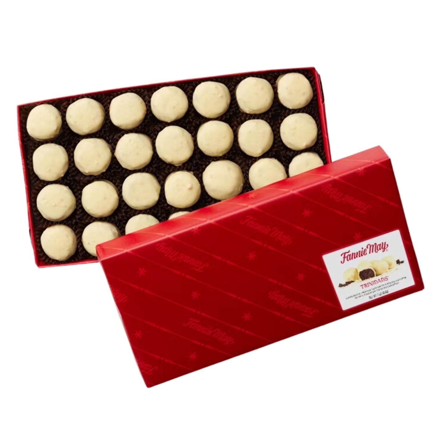 Fannie May Trinidads (Toasted Coconut - Chocolate Truffle) Signature Wrapt 1 Lb. Box - Gift Basket With Gift Tag & Insulated Shipper