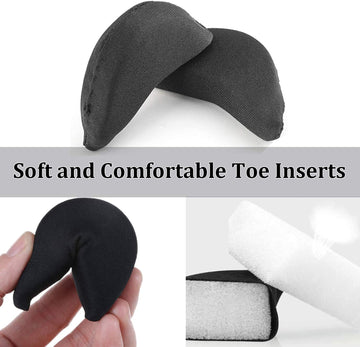 Toe Inserts For Shoes Too Big, 4 Pairs Shoe Inserts For Women Men, Foam Toe Filler, Shoe Fitters, Black And Beige