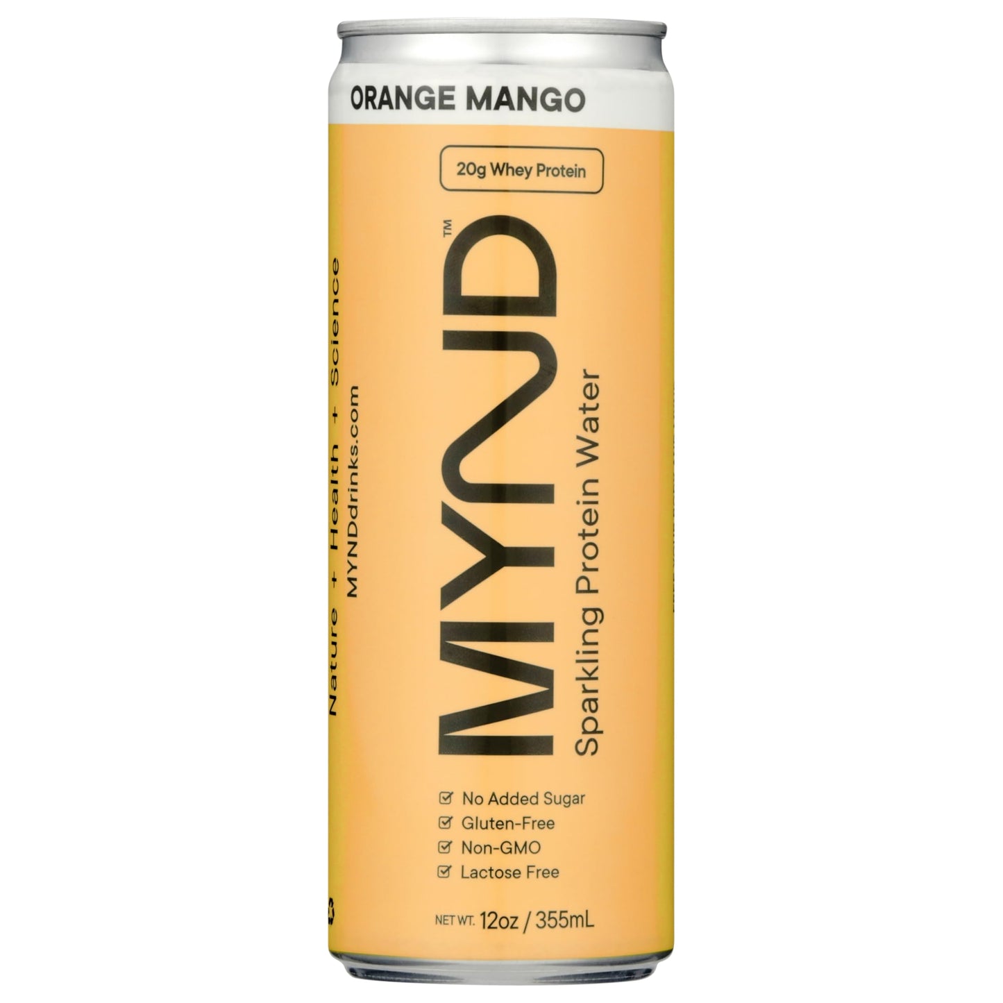 MYND Orange Mango Sparkling Protein Water, 20g Whey Protein, 12 pack
