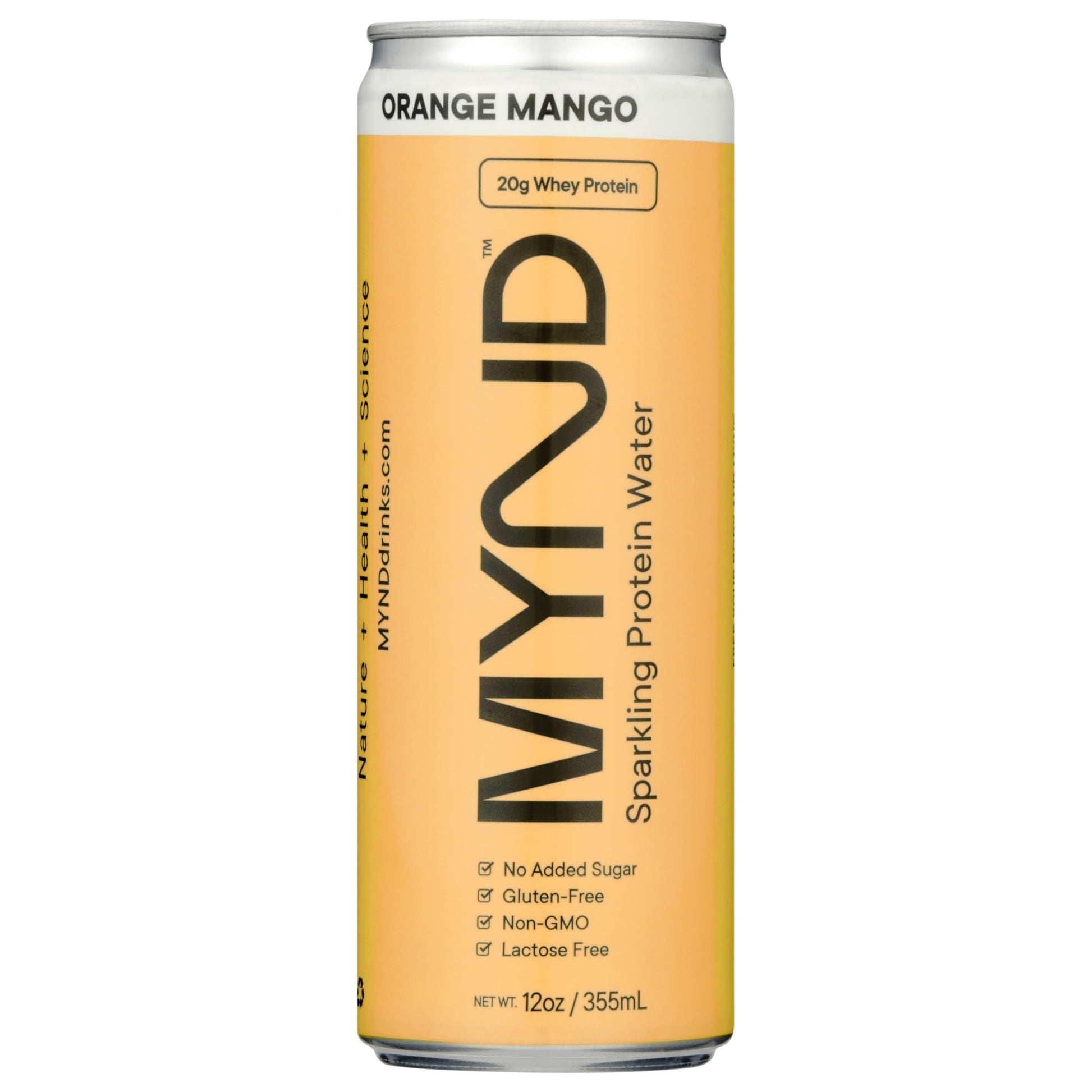 MYND Orange Mango Sparkling Protein Water, 20g Whey Protein, 12 pack