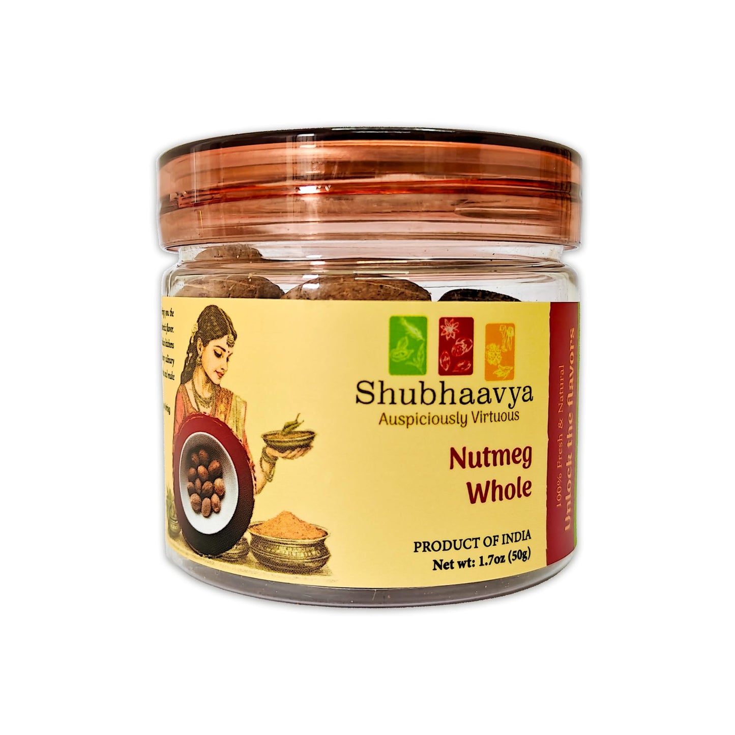 SHUBHAAVYA Premium Whole Nutmeg - All Natural, Gluten Free, NON-GMO, 1.7oz (50g) Indian Spice