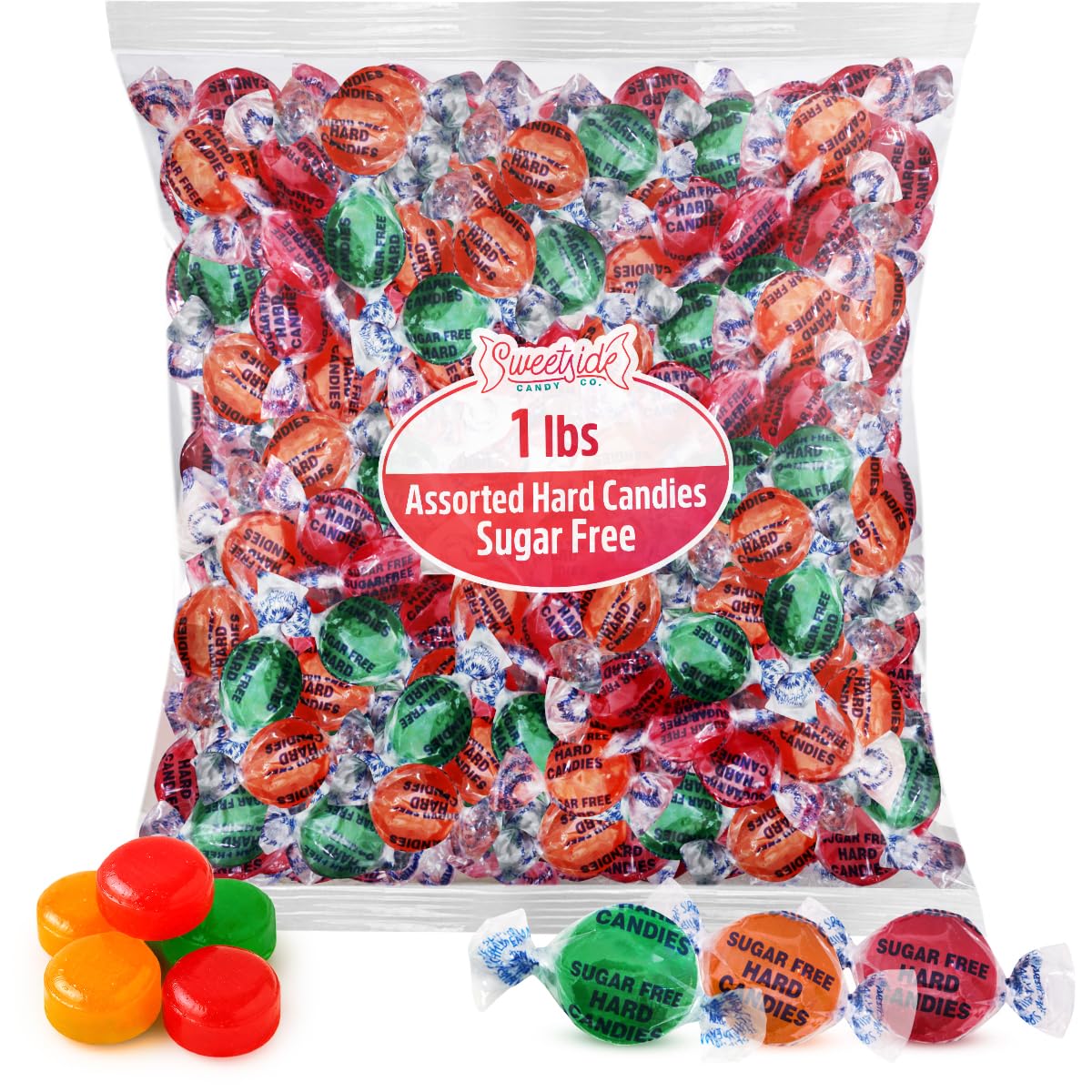 SWEETSIDE CANDY CO. Sugar Free Assorted Hard Candy Bulk 1lb Pack Individually Wrapped