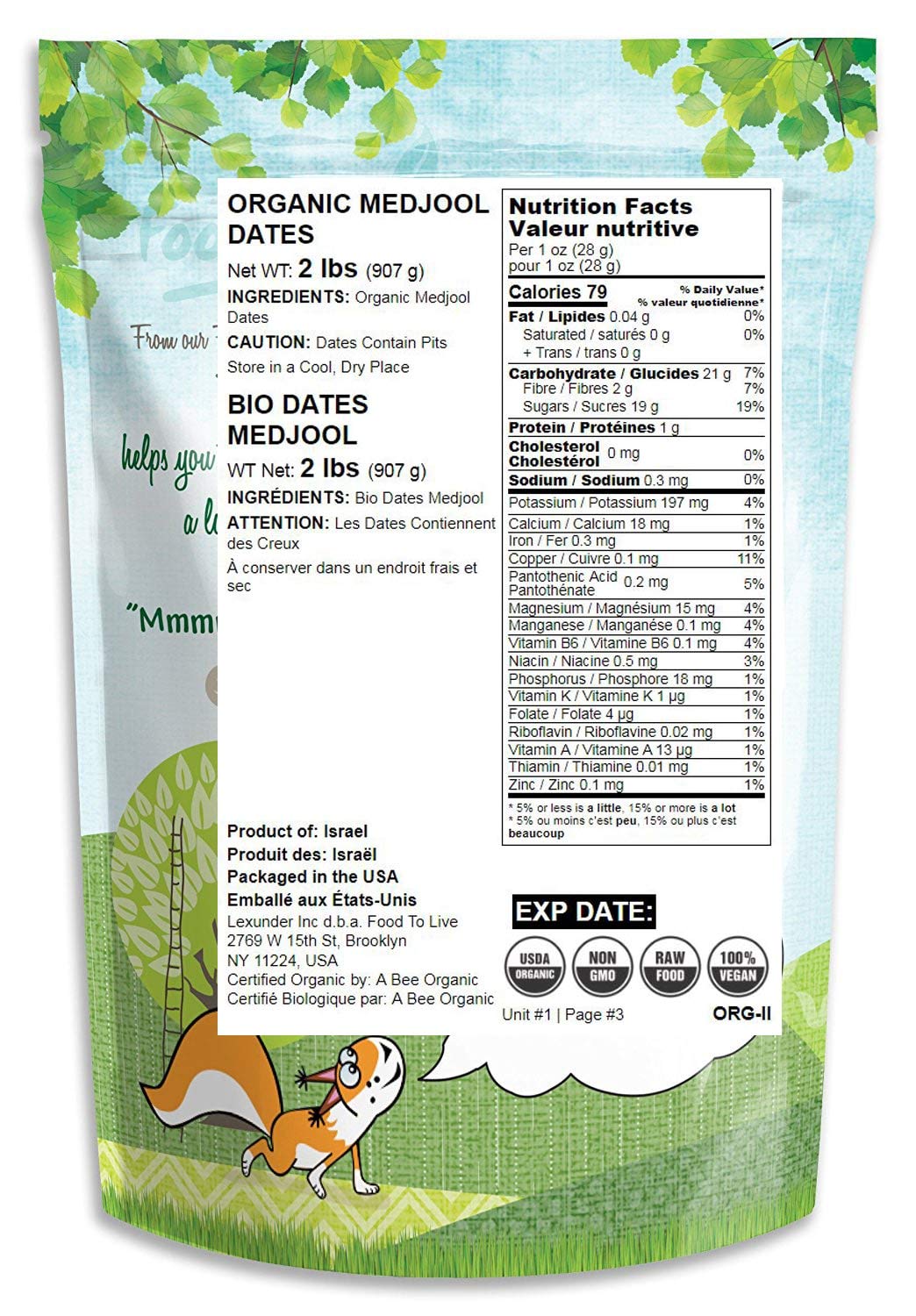 Food to Live Organic Medjool Dates, Non-GMO, Large Size, Unsweetened, 2 Pounds