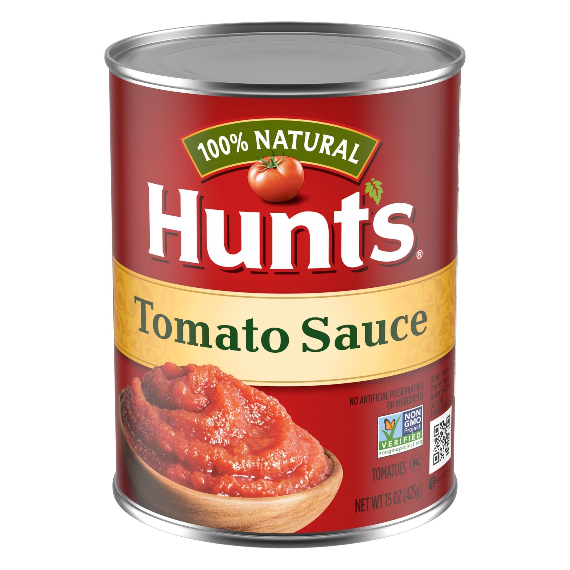 Hunts 100% Natural Tomato Sauce, Canned Tomato Sauce, 15 Oz.