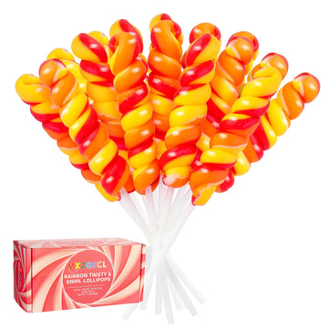 18 Pack Cherry Red and Yellow Twisty and Swirl Lollipops Candy, Swirl Candy Lollipops Individually Wrapped Bulk, Kid's Suckers L