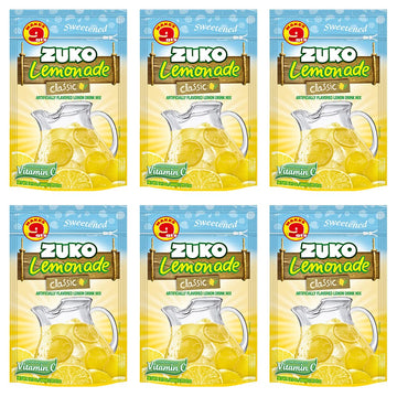 ZUKO Classic Lemonade Instant Powder Drink, Family Pack 14.01 Oz, No Sugar Needed, Vitamin C (Pack of 6)