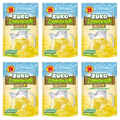 ZUKO Classic Lemonade Instant Powder Drink, Family Pack 14.01 Oz, No Sugar Needed, Vitamin C (Pack of 6)